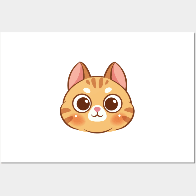 Cartoon cute cat face Wall Art by tomodaging